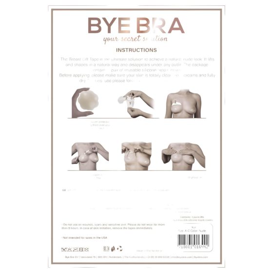 Bye Bra A-C - neviditelná podprsenková páska - tělová (4 páry)