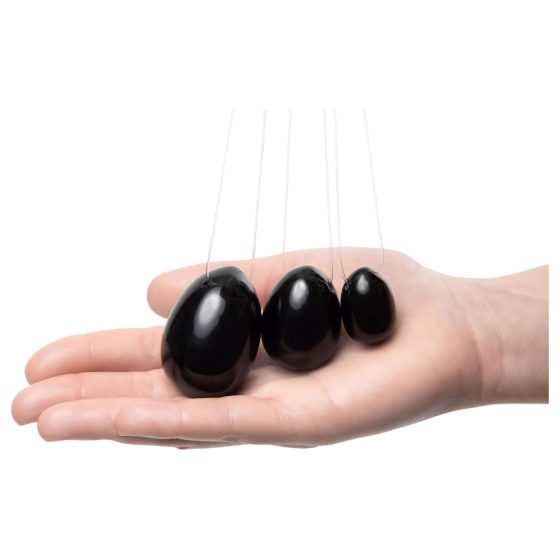 La Gemmes Yoni - sada venušiných kuliček - černý obsidián (3 ks)