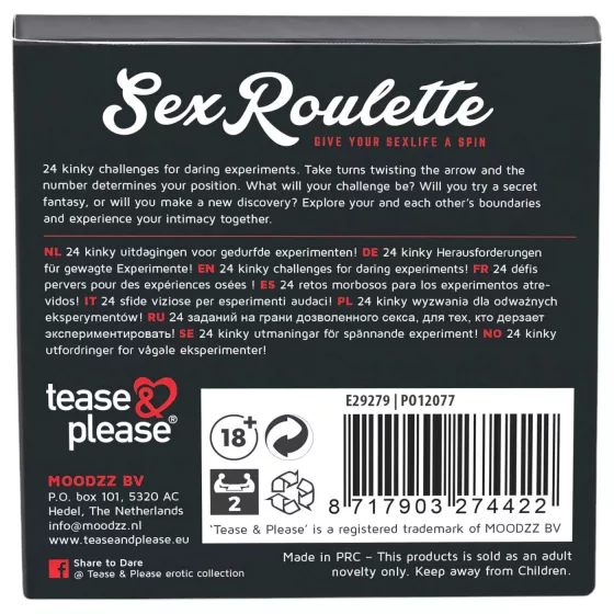 Sex Roulette Kinky - erotická společenská hra - 10 jazyků