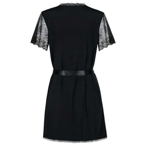 / Obsessive Miamor Robe - župan s krajkovými rukávy a tangy (černý)