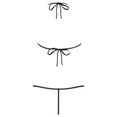   Obsessive - dámské body s pásky a tulipánovým vzorem - černé S/M