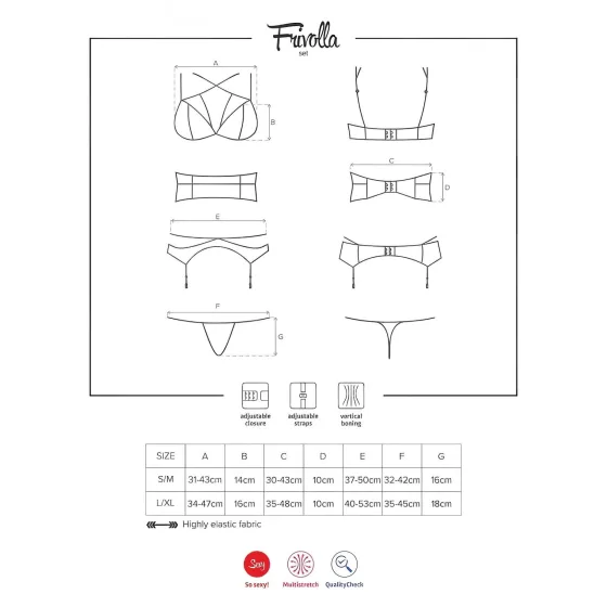 Obsessive Frivolla - pikantní krajkový spodní prádlo set (černý) - L/XL