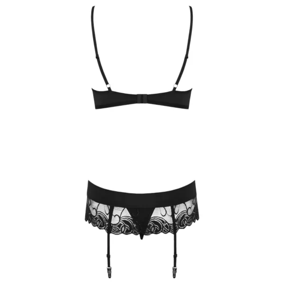 Obsessive - dámské prádlo set - vyšívaná krajka - černá - L/XL