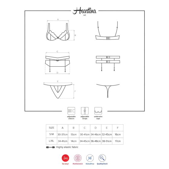 Obsessive - erotická souprava prádla - červená - L/XL