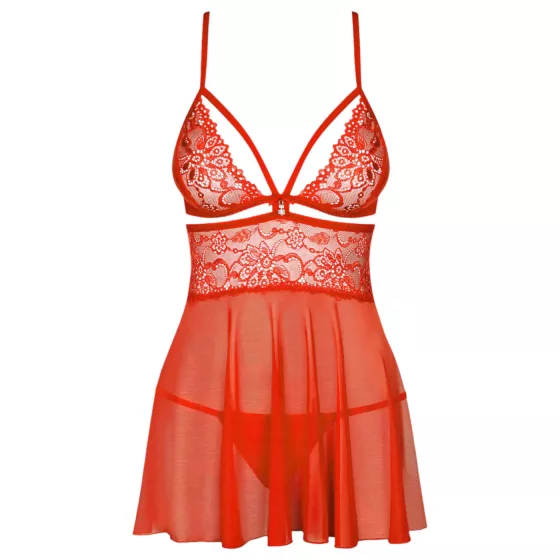 Obsessive - babydoll s tangami - pikantní krajka - červená
