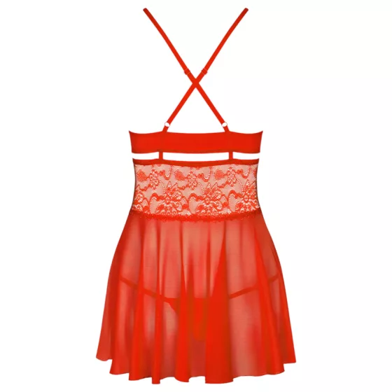 Obsessive - babydoll s tangami - pikantní krajka - červená