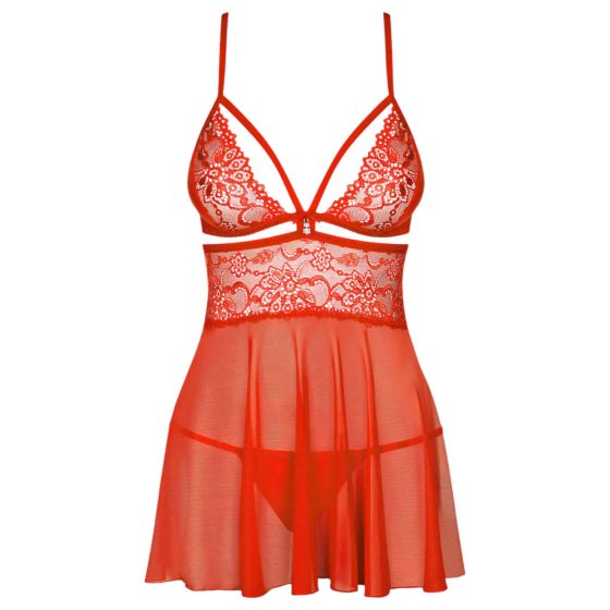 Obsessive 838-BAB-3 - pikantní krajkový babydoll a tanga (červená)