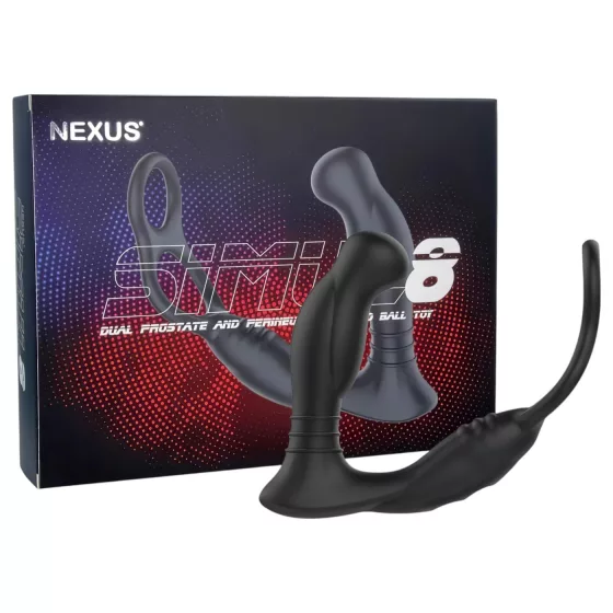 Nexus Simul8 - vibrační erekční kroužek s análním dildem (černý)