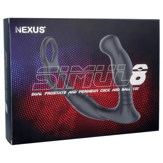 Nexus Simul8 - vibrační erekční kroužek s análním dildem (černý)