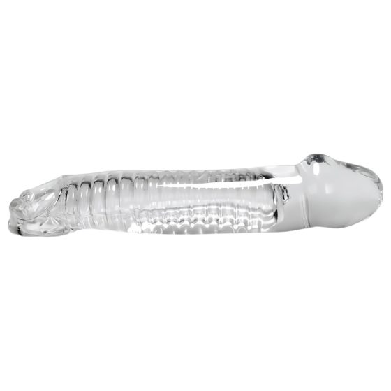 OXBALLS Muscle - vroubkovaný návlek na penis (průhledný)