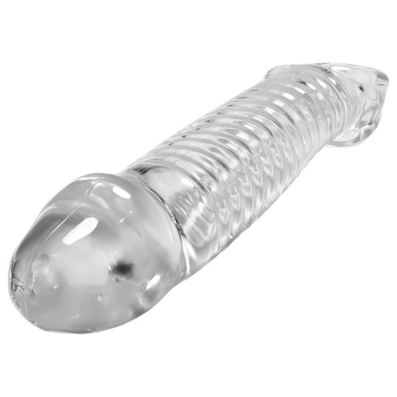 OXBALLS Muscle - vroubkovaný návlek na penis (průhledný)