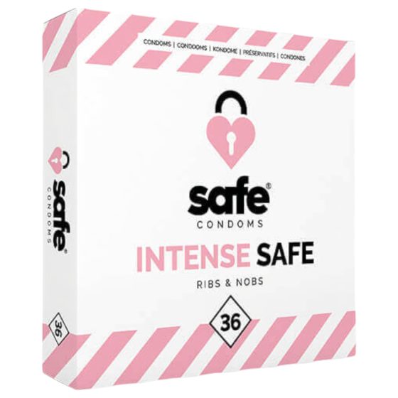 SAFE Intense Safe - Rýhovaný a bodový kondom (36 ks)