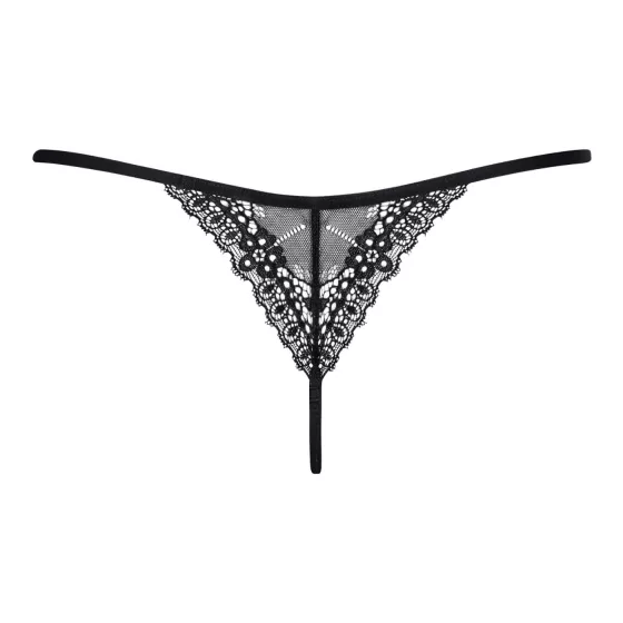 Obsessive - tanga s pásky - krajka - černá - L/XL