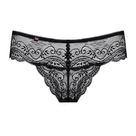 Obsessive - dámské krajkové tanga s kamínky - černé