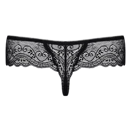 Obsessive - dámské krajkové tanga s kamínky - černé - L/XL