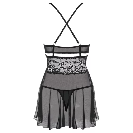 Obsessive - babydoll set - průsvitná, krajková - černá - L/XL