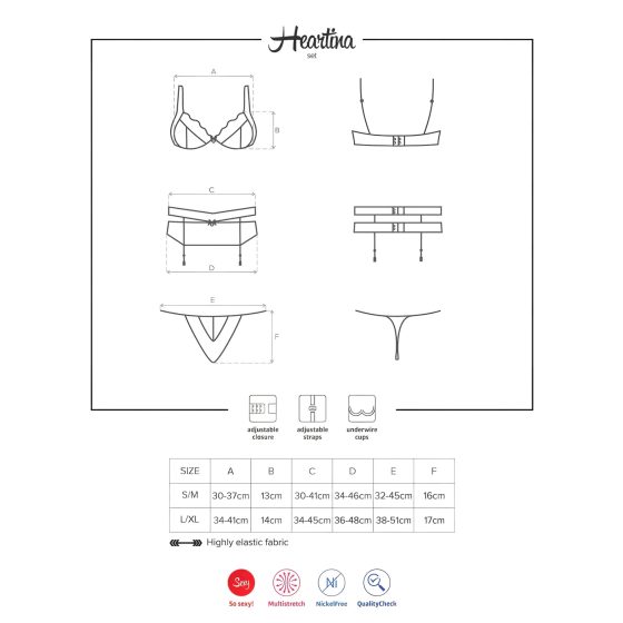 Obsessive Heartina - spodní prádlo set (černá)