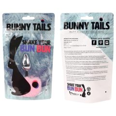   FEELZTOYS - Kovový anální kolík s králičím ocasem (stříbrno-růžový)