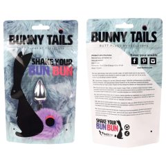   FEELZTOYS - Kovový anální kolík s králičím ocáskem (stříbrno-fialový)