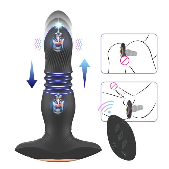 Aixiasia Roy - akumulátorový, rádiově řízený anální vibrátor (černý)