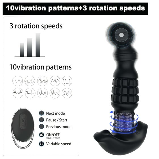 Aixiasia Abake - Rotující anální vibrátor (černý)