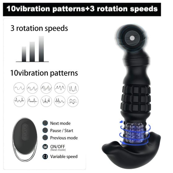 Aixiasia Abake - Rotující anální vibrátor (černý)