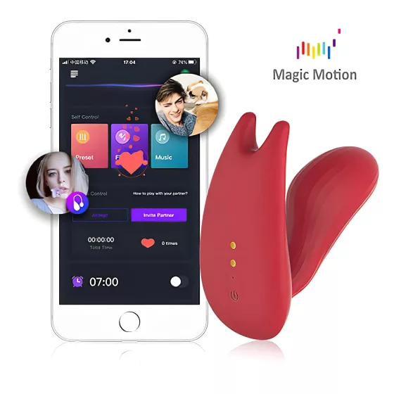 Magic Motion Umi - připínací vibrátor - chytrý, dobíjecí - červený