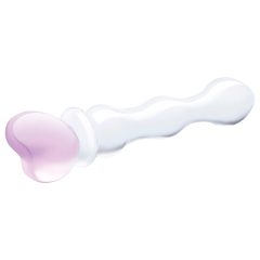 GLAS - srdcové skleněné dildo (průhledné)