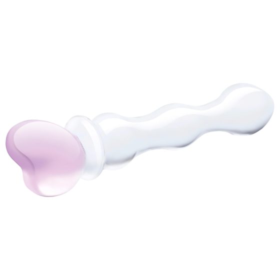GLAS - srdcové skleněné dildo (průhledné)