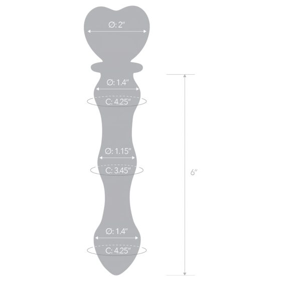 GLAS - srdcové skleněné dildo (průhledné)