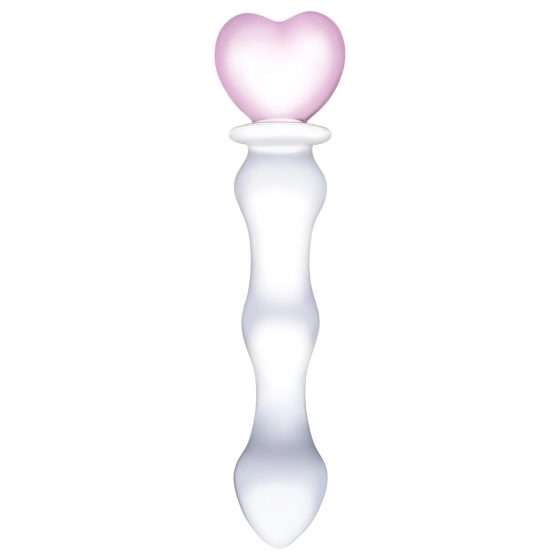 GLAS - srdcové skleněné dildo (průhledné)