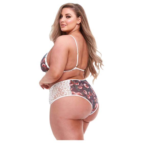 Baci Plus Size - květinová krajková souprava podprsenky