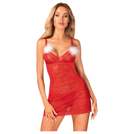 Obsessive Claussica - babydoll a tanga (červená)