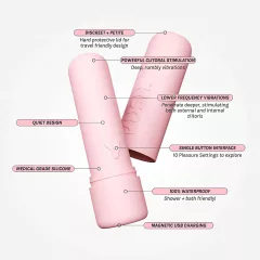   Vush Pop Gloss - mini vibrátor na klitoris - voděodolný, dobíjecí, růžový