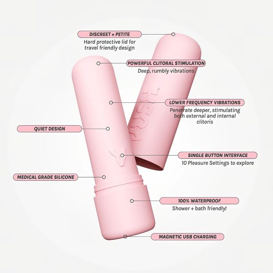 Vush Pop Gloss - dobíjecí, vodotěsný mini vibrátor (růžový)