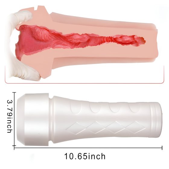 Tracy's Dog 3D Stroker - realistická umělá vagína v pouzdře (bílo-přírodní)